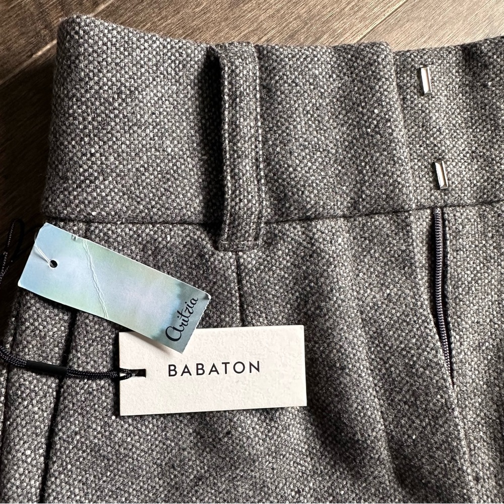 Babaton Gray Herringbone Trousers